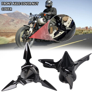Front Axle Cap Spun Blade Spinning Cover Kit For Harley Dyna Softail Sportster