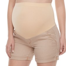 NWT A:Glow Maternity Full Panel Cuffed Twill Shorts - Size 6