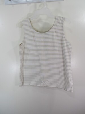 Classic Elements Top Size M Petite Beige Striped Sleeveless Pull Over