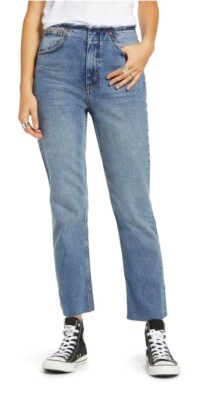 Topshop Considered Jeans gerades Bein roher Saum W 34 L 32 Größe 16 neu mit Etikett