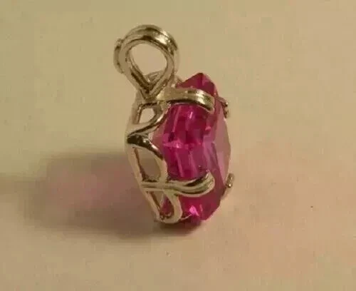 14K Yellow Gold Plated 18" 2Ct Princess Cut Lab-Created Pink Ruby Women Pendant - Image 3 of 4