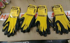 4 pair DEWALT Radians Yellow/Black Universal Rubber Grip Work Gloves XL