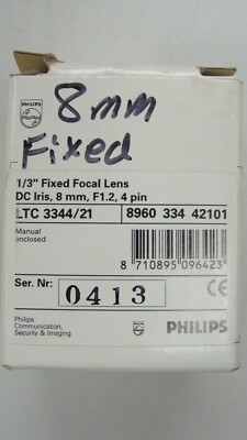 Philips LTC 3341/21 CCTV Camera Lens 8mm 1:12 NEW