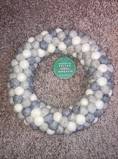 Trader Joe  s 2023 Felted Wool Wreath Handcrafted Gray And White Neutral 10.5  