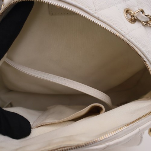 Chanel Day Backpack White Caviar Light Gold Beige,White Women's Bag - Picture 13 of 19
