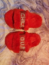 NWOB Red Rhinestone Womans Slippers Size M/L
