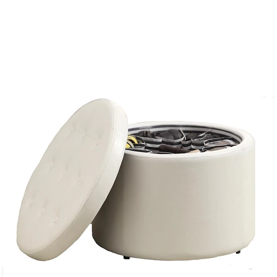 Convenience Concepts Designs4Comfort Round Shoe Ottoman Ivory