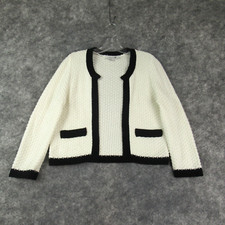 Forever 21 Sweater Womens Medium Ivory Long Sleeve Cardigan Open Front Knit