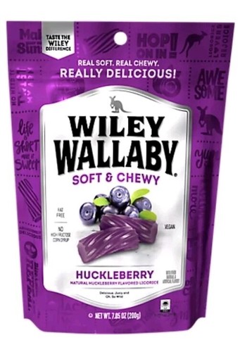 Wiley Wallaby Australian Licorice Soft & Chewy Huckleberry Candy Twists