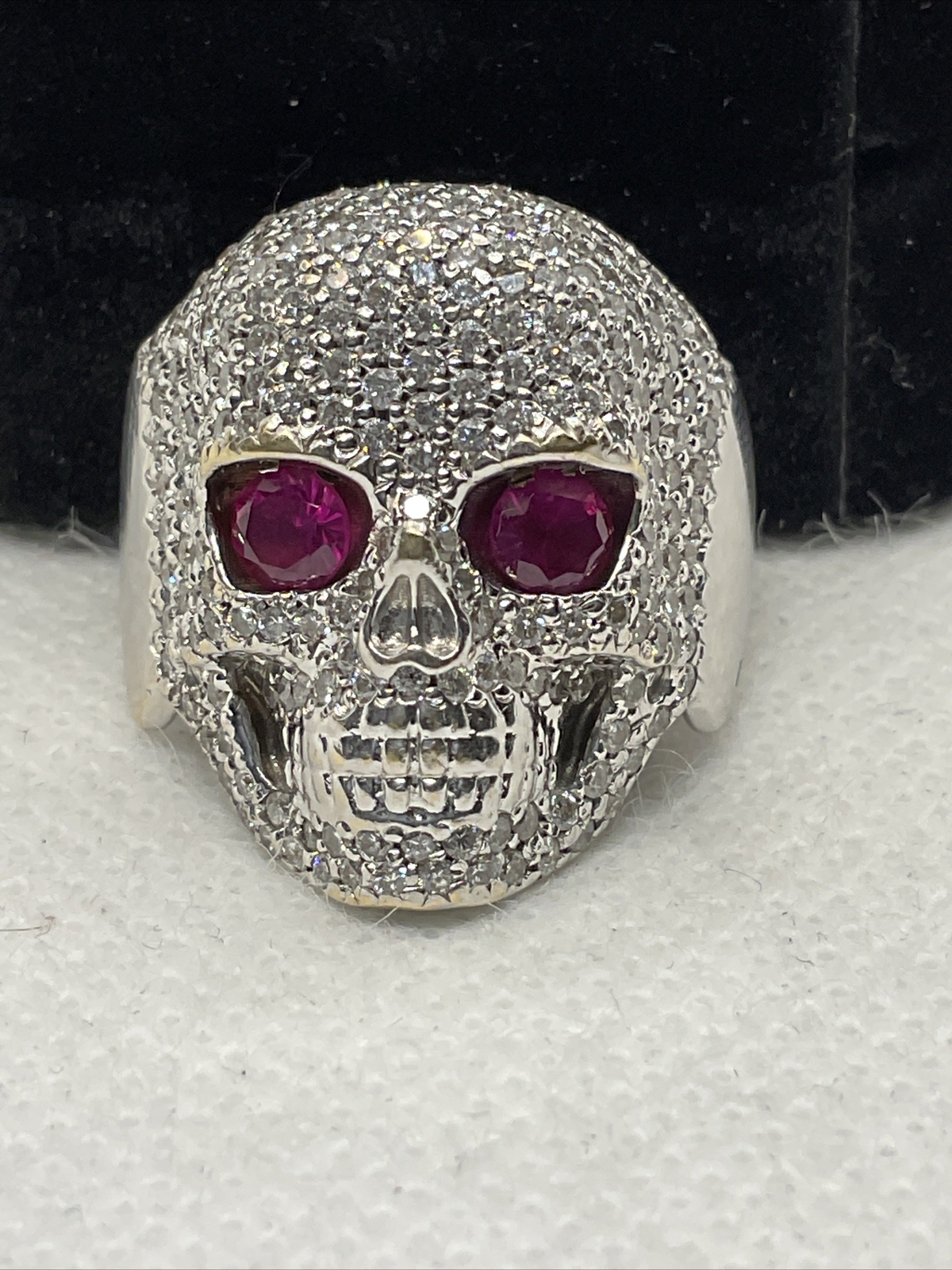 IMPRESSIVE Solid 14K White Gold Created Ruby & Ge… - image 2