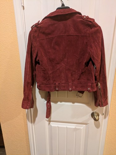 BlankNYC 100% Suede Asymmetrical Zip Moto Jacket Dark Plum Women's Size M - Picture 13 of 13