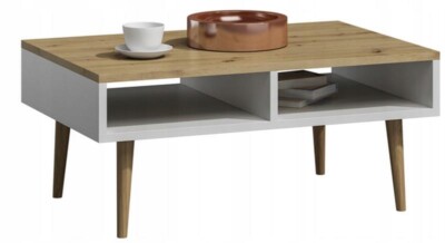 MATKAM Couchtish Isla H46 x B100 x 50 cm, in Retrooptik, Artisan Eiche-Weiß