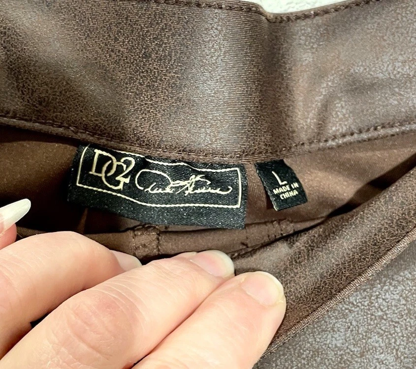 DG2 by Diane Gilman High-Rise Coated Knit Bootcut Lean Jean Brown Size Large - Image 4 of 4