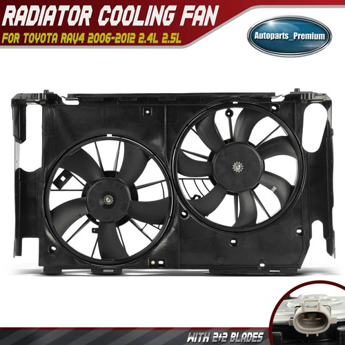 Rav4 Radiator Fans Dual Radiator Cooling Fan Assembly w/ Shroud for Toyota RAV4 2006-2012 ...