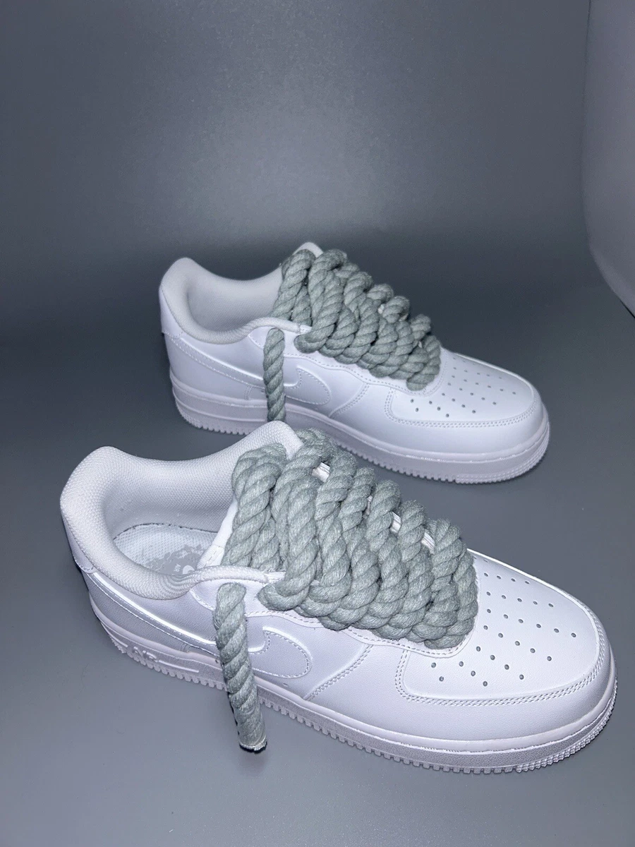 Nike Air Force 1 Rope Lace Custom Trainers Sky Blue Brand New With