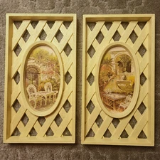 2 Burwood HOME INTERIORS 1544-1 Lattice Frame Wall Art PLAQUES GARDEN VERANDA 76
