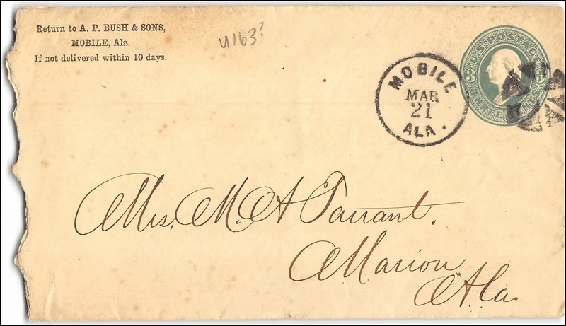 US #U165 Letter from Mobile AL, duplex CDS & fancy circle of wedges cancellor