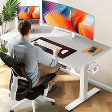  Electric Standing Desk, Height Adjustable Sit Stand Up, Wood 47.2 Inch White