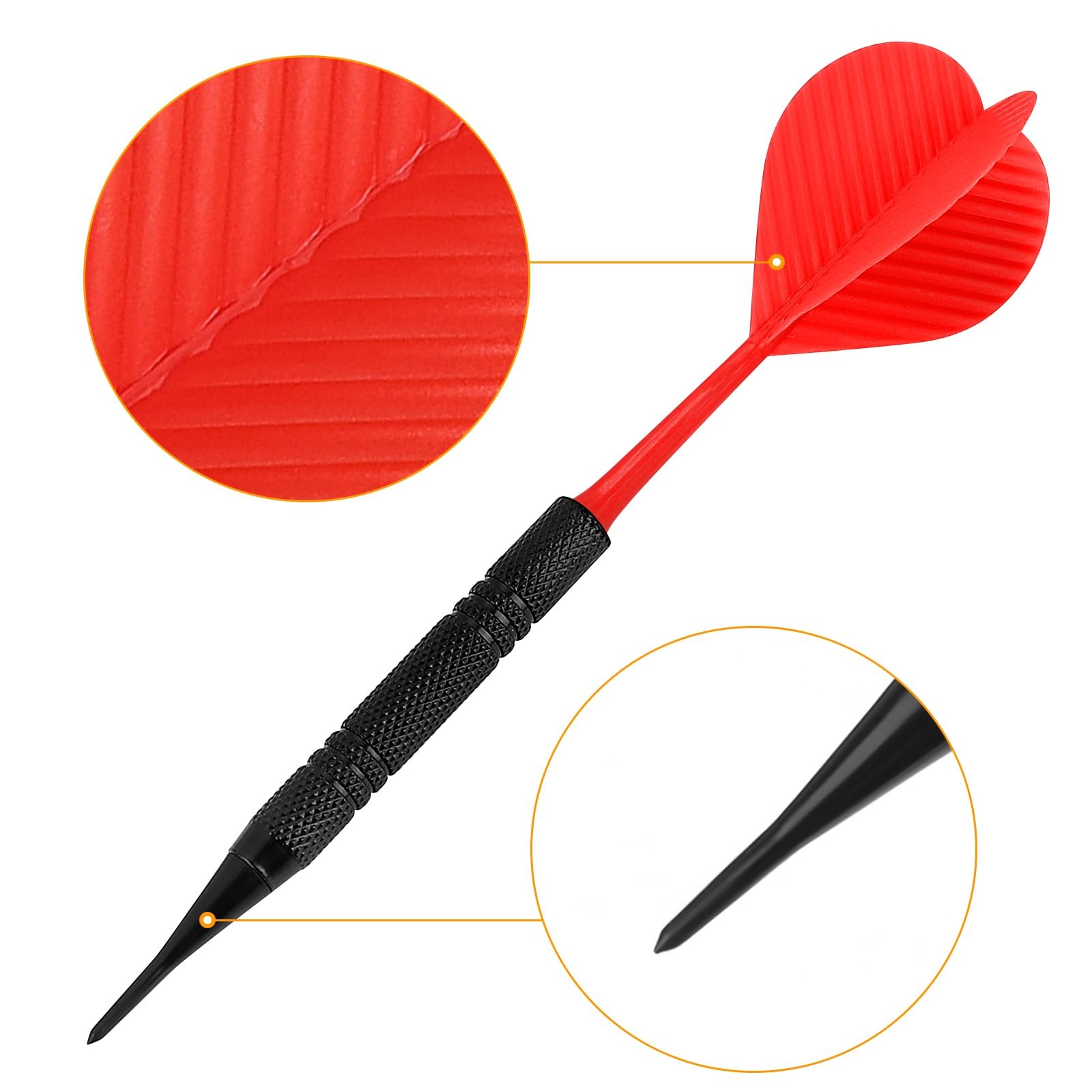 12 Pack Soft Tip Darts, Bar Dart, Plastic Tip Darts Set, Attach Extra 100 Black