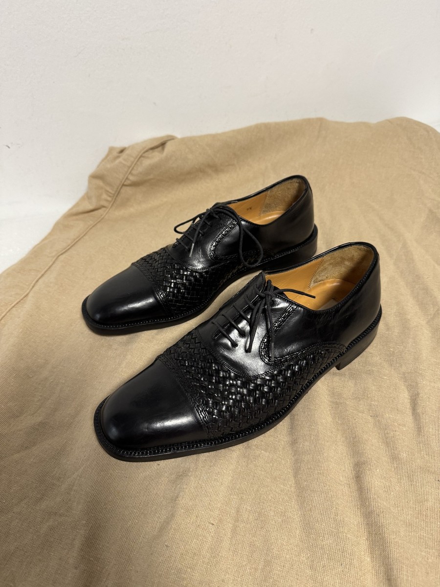 Mezlan San Juan Mens Woven Leather Derby Shoes Size 12 Formal Dress Black Mezlan Black Textured Deerskin Dress Shoes | Mercari main image 3
