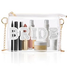 Bride Purse Clear Crossbody Bag with Zipper Mrs Bridal Stadium Bag for