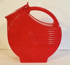 Vintage 50’s MCM Red Plastic Art Deco Pitcher Hinged Lid