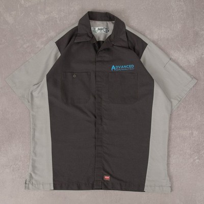 Red Kap Vintage Advanced Plumbing Workwear Shirt L Herren Grau Back Print