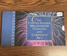 2000 US Mint Millennium Silver Dollar Coinage and Currency Commemorative Set 605