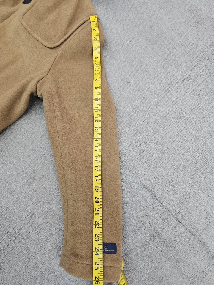 Brooks Brothers Mens Wool  Plaid Lining Duffle Coat L Beige Hoodie horn toggle  - Image 4 of 4