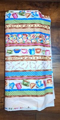 BOLT of 13 Yards Galaxy LET'S DO COFFEE Cotton Fabric 2001 Schenck Pink Blue