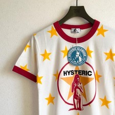 HYSTERIC GLAMOUR All-Over HYS Girl Ringer Star Tee S Japan Y2K
