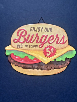 Open Road Brands ''Enjoy Our Burgers Best in Town'' Retro Metal Sign