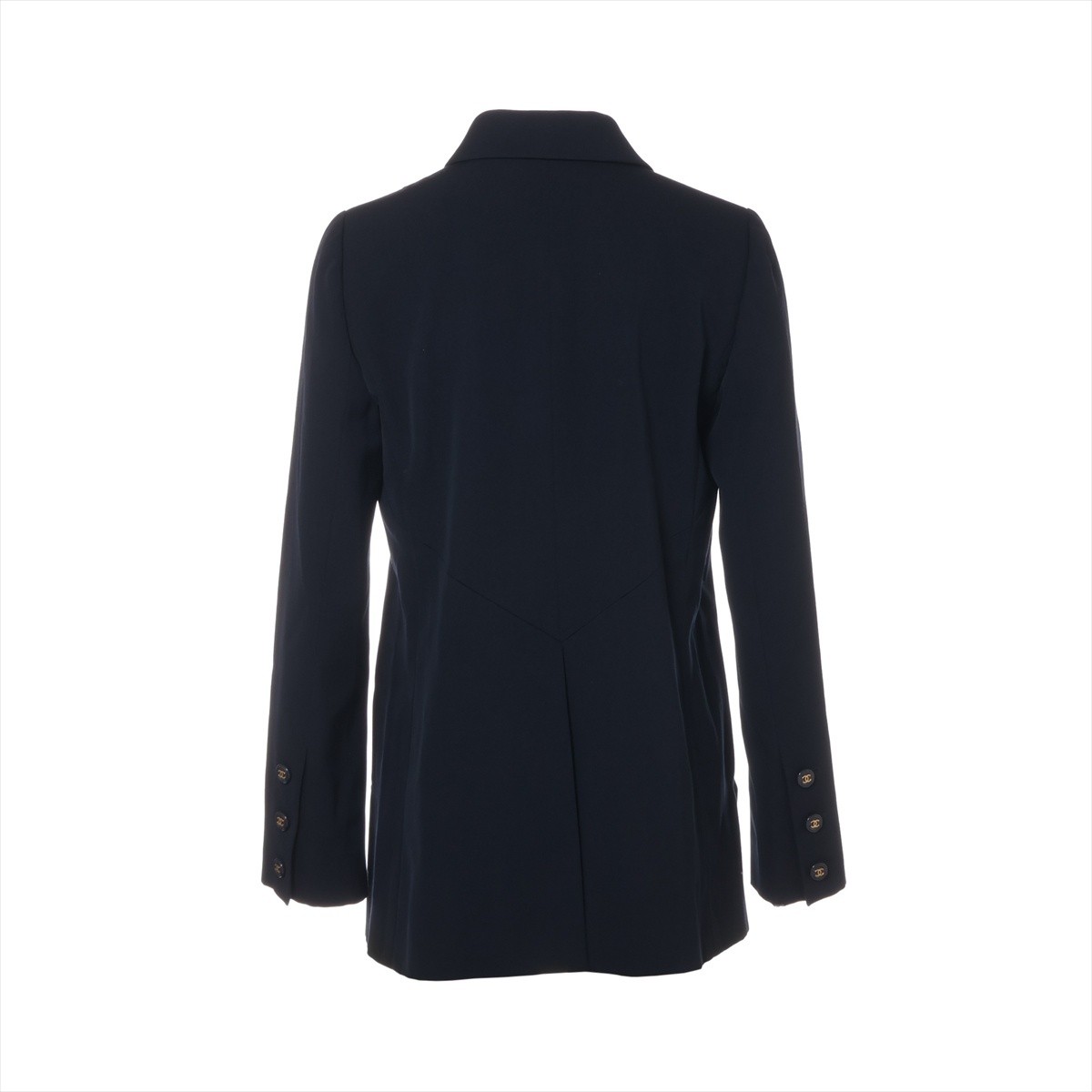 CHANEL Jacket Wool Single Coco Button Navy Used - image 3