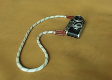White Climbing Rope Camera Strap with Brown Leather Ends - Artisan Series