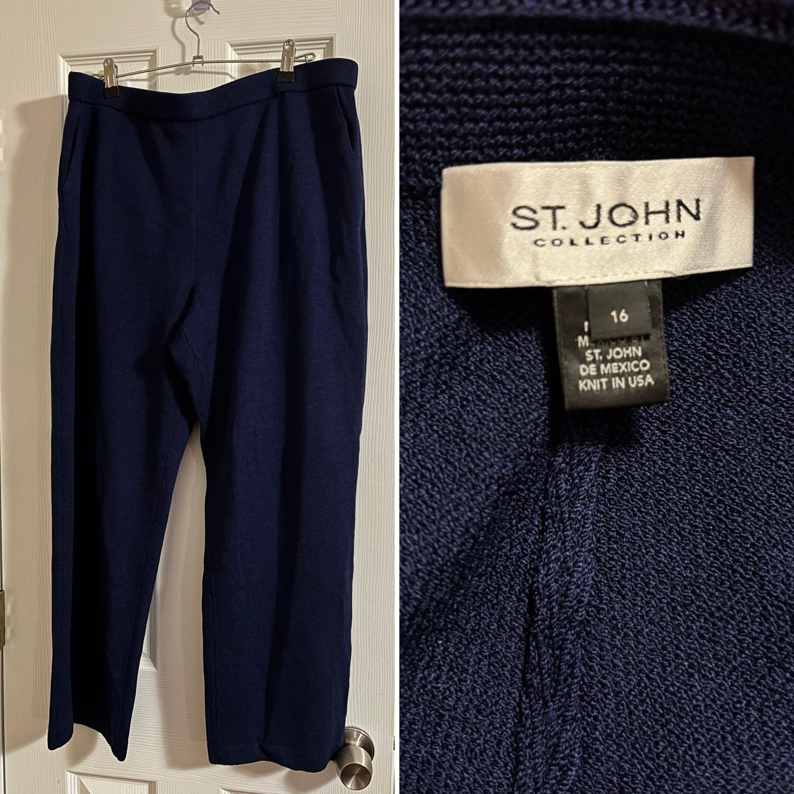 St John Women Capri Pants Navy Size 16 Wool/Rayon Blend
