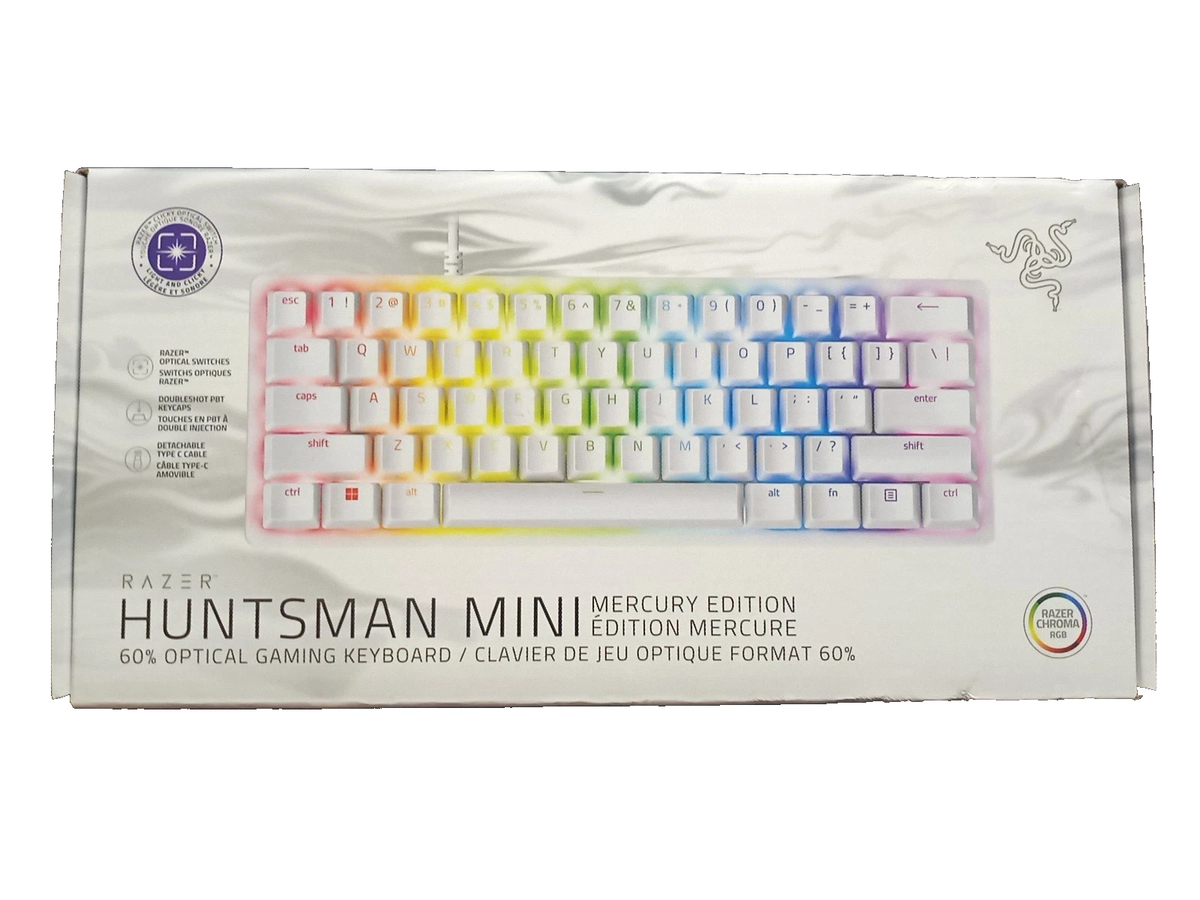 Razer Huntsman Mini Mercury 60% with Clicky-Purple Switch: Gaming