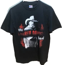 Charlie Daniel Band Tour 2007 Concert C&W Double-Sided Murina Black T-Shirt M