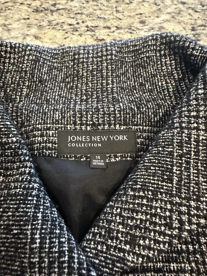 Traje Jones of New York para mujer blanco y negro talla 14, totalmente forrado, con etiquetas Foto 2 de 4