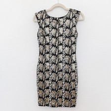 Y2K Guess Womens Dress Size XS Gold Black Sequin Bodycon Mini Party Glam Holiday