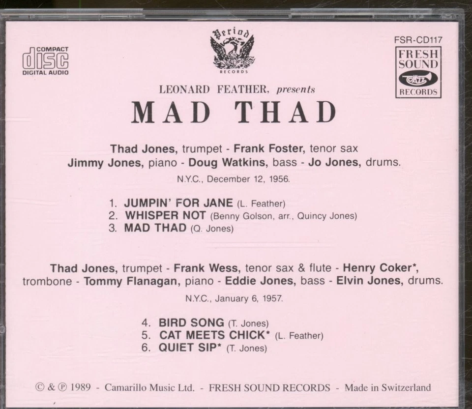 Thad Jones Mad Thad CD Spanien Fresh Sound 1989 Neuauflage CD FSRCD117 - Bild 2 von 3
