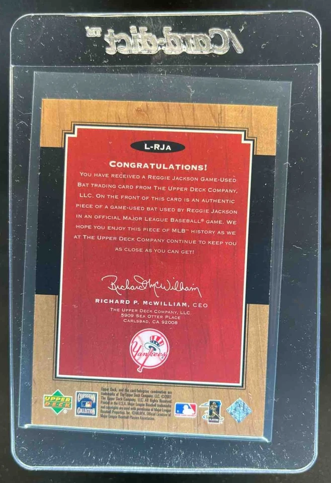 2001 Upper Deck Legends Reggie Jackson Legendary Lumber Bat #L-RJa Yankees - Image 2 of 2