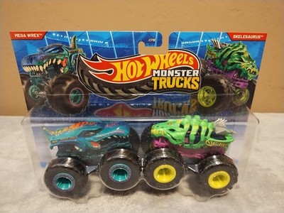 Hot Wheels  Monster Trucks 2 Pack  Mega Wrex Vs Skelesaurus ~NEW