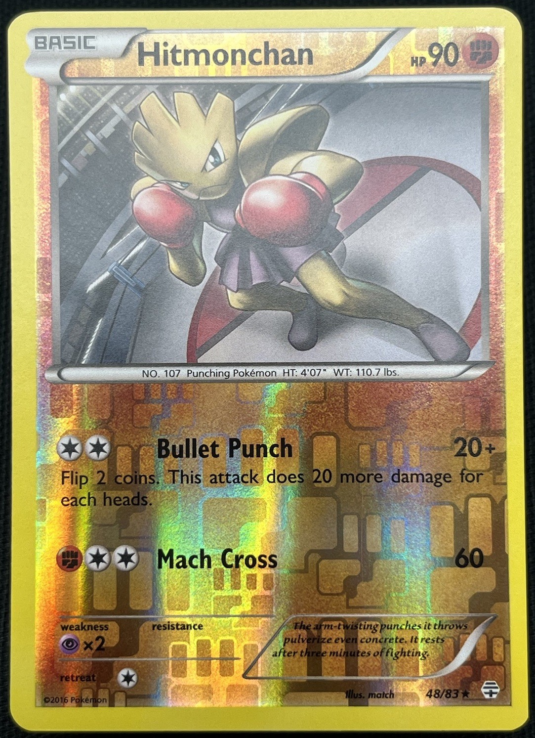 Pokemon Card Hitmonchan Generations Reverse Holo Rare 48/83 Near Mint