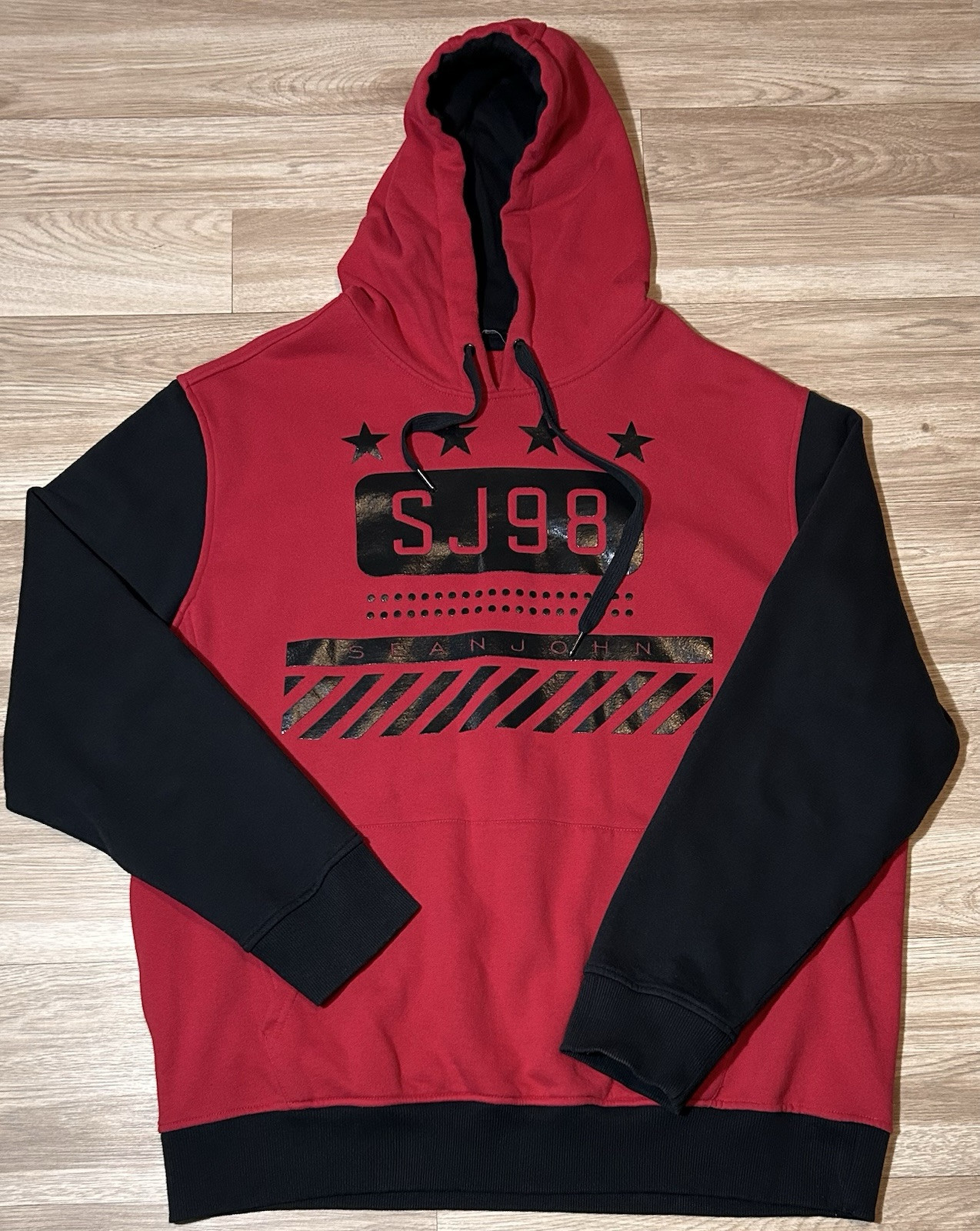 Sean John SJ98 Red Black 3XL Hoodie Streetwear Pullover Sweatshirt Rare