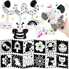 High Contrast Baby Toys for Babies 0-6 Months, Black and White Baby Sensory T...
