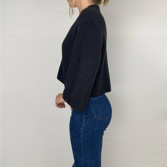 Cárdigan suéter tejido con botones con cuello LNA Clothing negro calce relajado Foto 4 de 4