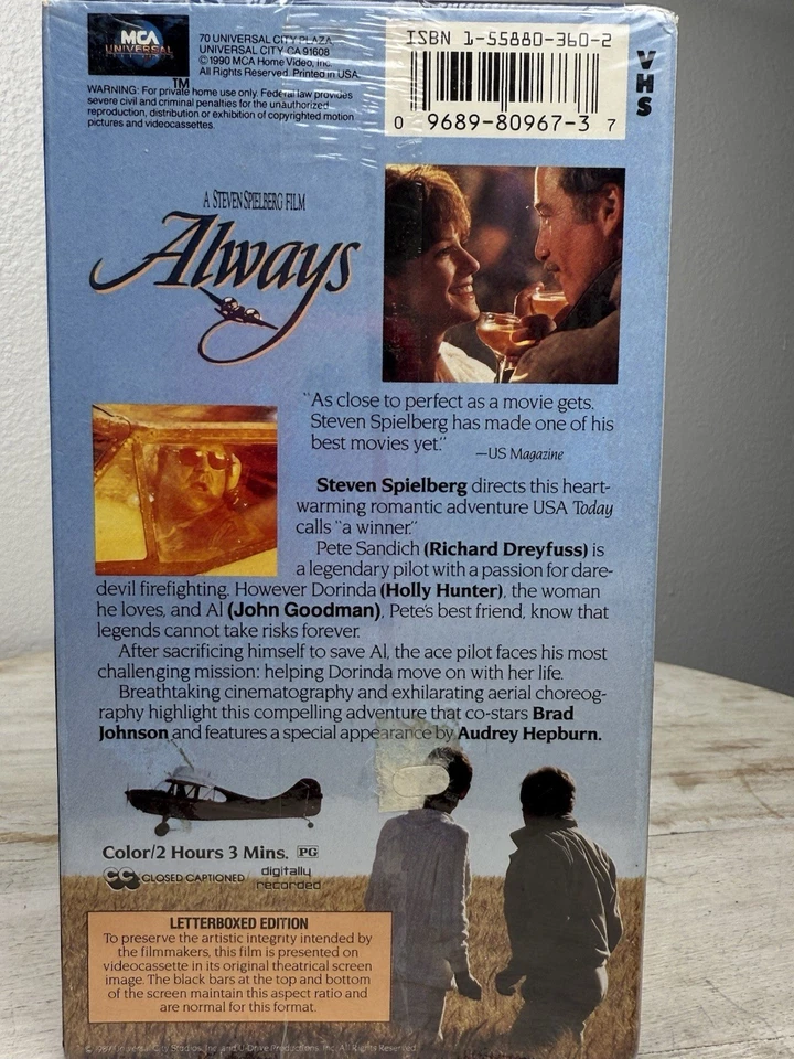 ALWAYS (VHS 1990) Sealed Steven Spielberg’s W/Richard Dreyfuss & John Goodman - Image 2 of 3