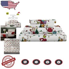 Super Soft Grinch Flannel Sheet Set - Twin, 100 Cotton, Cozy Warmth