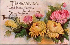 Thanksgiving Send Flowers to add a Ray of Joy to Your Day 1910s Postcard