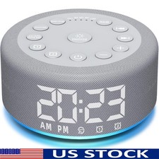 3 in 1 White Noise Machine Alarm Clock Night Light W/ 30 Sounds Double Alarms US